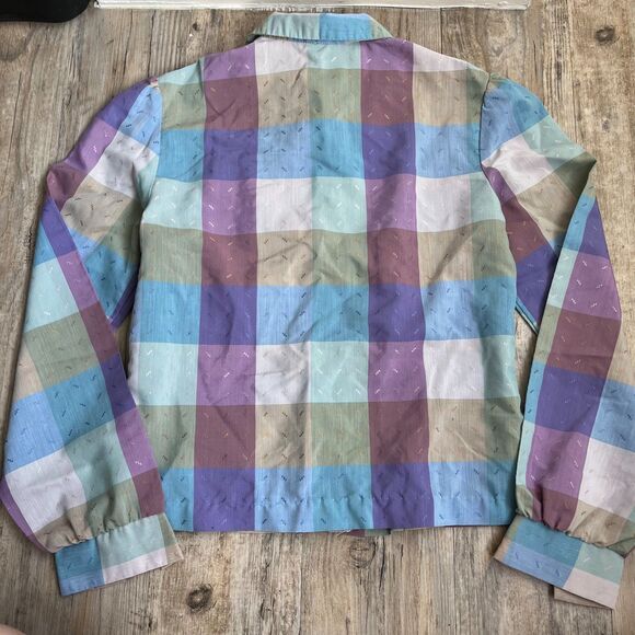 Spare Parts Button Up Women's M Plaid Cottage Core Retro Vintage Blue Purple - Picture 3 of 12